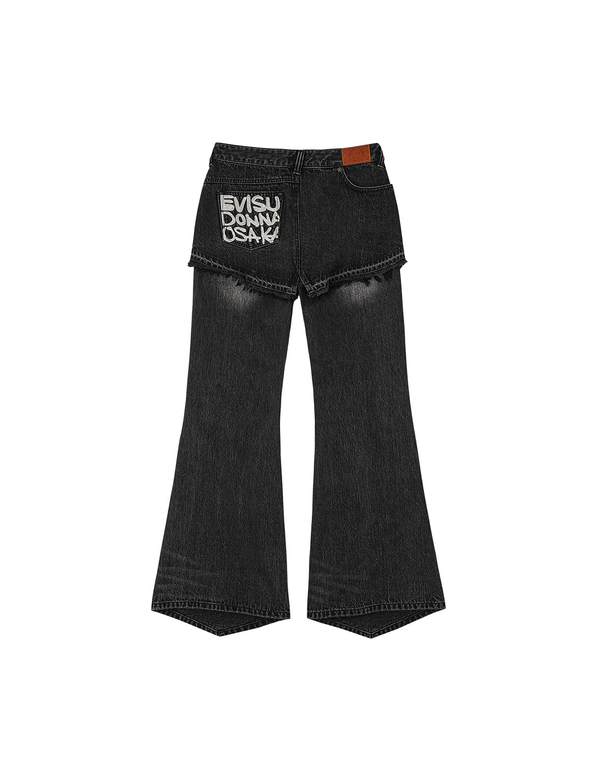 斑驳海鸥印花和解构时尚版型牛仔喇叭裤裙